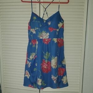 American Eagle Outfitters Blue Floral Spaghetti-Strap Mini Dress